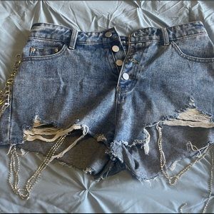 Rinestone fringe jean shorts